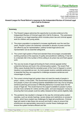 2021 05 07 Independent Review of Criminal Legal Aid