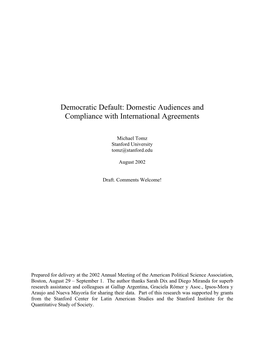 Domestic Audiences and Compliance with International Agreements