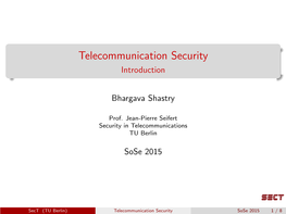 Telecommunication Security Introduction