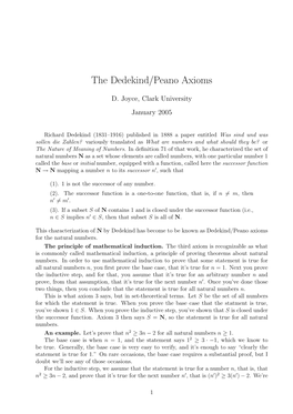 The Dedekind/Peano Axioms