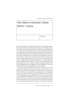 The Other's Intrusion: Claire Denis' L'intrus