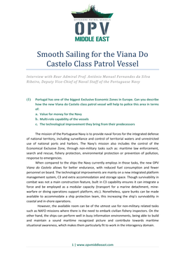 Smooth Sailing for the Viana Do Castelo Class Patrol Vessel