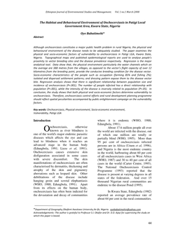 44 the Habitat and Behavioural Environment of Onchocerciasis