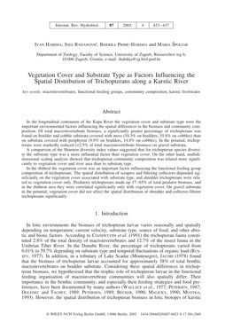 Vegetation Cover and Substrate Type As Factors Influencing the Spatial