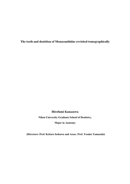 The Teeth and Dentition of Monacanthidae Revisited Tomographically