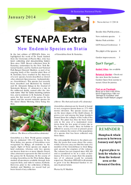 STENAPA Extra GCFI Annual Conference 3 New Endemic Species on Statia the Plight of the Iguana 4 in the Last Edition of STENAPA Extra, We of Gonolobus from St