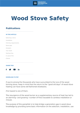 Wood Stove Safety Wood Stove Safety