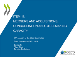 Item 11: Mergers and Acquisitions, Consolidation and Steelmaking Capacity