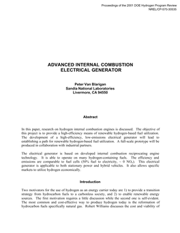 Advanced Internal Combustion Electrical Generator