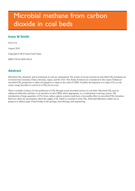 082010 Microbial Methane from Carbon Dioxide in Coal