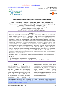 Fungal Degradation of Polycyclic Aromatic Hydrocarbons