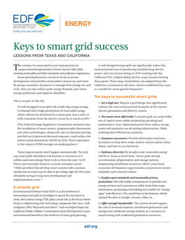 Keys to Smart Grid Success LESSONS from TEXAS and CALIFORNIA