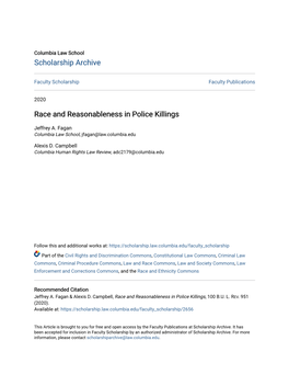 Race and Reasonableness in Police Killings