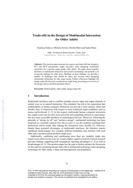 Trade-Offs in the Design of Multimodal Interaction for Older Adults