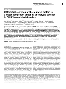 Differential Secretion of the Mutated Protein Is a Major Component Affecting Phenotypic Severity in CRLF1-Associated Disorders