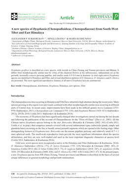 Chenopodioideae, Chenopodiaceae) from South-West Tibet and East Himalaya