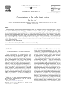 Early Visual Cortex Tai Sing Lee *