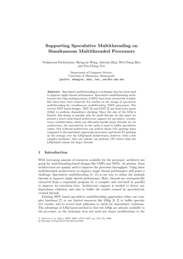 Supporting Speculative Multithreading on Simultaneous Multithreaded Processors