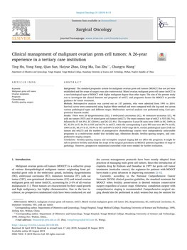 Clinical Management of Malignant Ovarian Germ Cell Tumors a 26