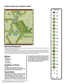 Historical Background Briefing Conditions of Victory Special Rules