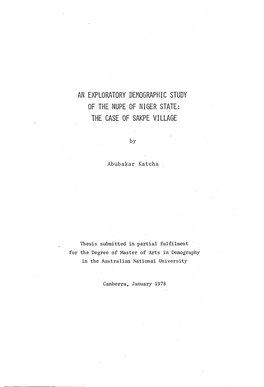 An Exploratory Demographic Study of the Nupe of Niger State: the Case of Sakpe Village