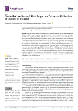 Biosimilar Insulins and Their Impact on Prices and Utilization of Insulins in Bulgaria