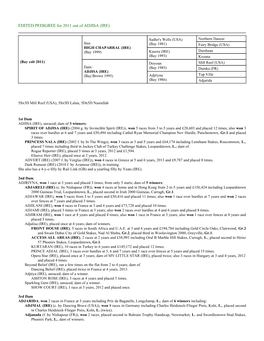 EDITED PEDIGREE for 2011 out of ADJISA (IRE)