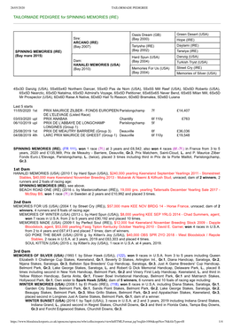 TAILORMADE PEDIGREE for SPINNING MEMORIES (IRE)