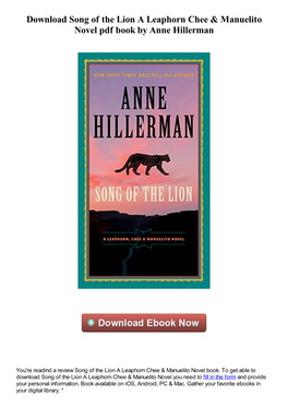 Download Song of the Lion a Leaphorn Chee & Manuelito Novel