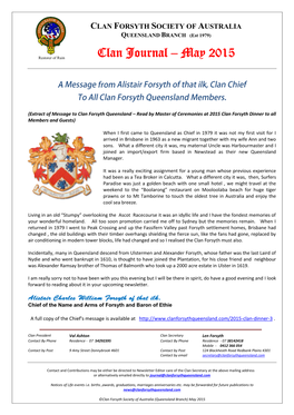 Journal of Clan Forsyth Australia Queensland Branch May 2015