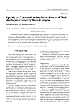 Update on Clandestine Amphetamines and Their Analogues Recently Seen in Japan