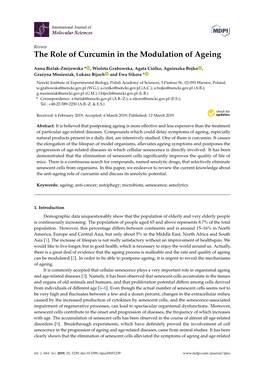 The Role of Curcumin in the Modulation of Ageing