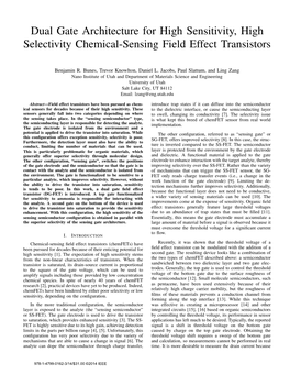 Dual Gate Architecture for High Sensitivity, High Selectivity Chemical-Sensing Field Effect Transistors