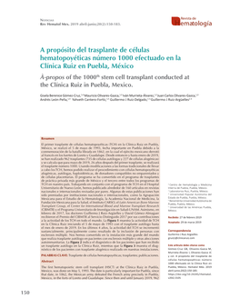 A Propósito Del Trasplante De Células Hematopoyéticas Número 1000