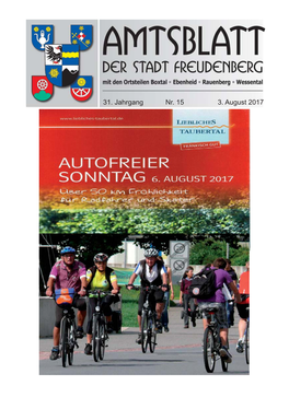 31. Jahrgang Nr. 15 3. August 2017 AMTLICHE BEKANNTMACHUNGEN