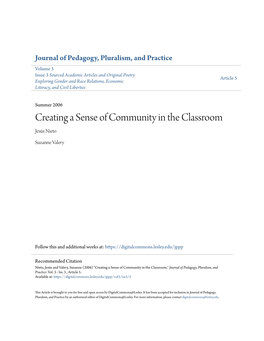 Creating a Sense of Community in the Classroom Jesús Nieto