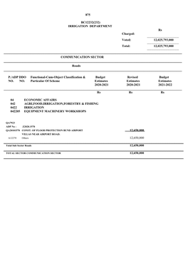 875 BC12232(232) IRRIGATION DEPARTMENT Rs Charged: Voted