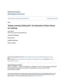 "Asking, Learning, Seeking Out": an Exploration of Data Literacy for Teaching