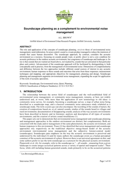 Soundscape Planning As a Complement to Environmental Noise Management