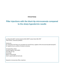 Blunt-Tip Microcannula Vs Sharp Hypodermic Needle