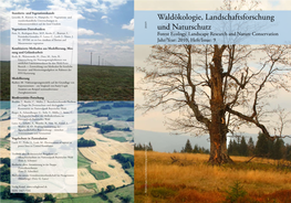Waldökologie, Landschaftsforschung Und Naturschutz Waldökologie, Impressum AFSV