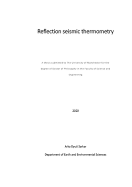 Reflection Seismic Thermometry