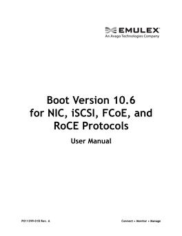 Boot Version 10.6 for NIC, Iscsi, Fcoe, and Roce Protocols User Manual