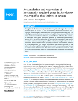 Accumulation and Expression of Horizontally Acquired Genes in Arcobacter Cryaerophilus That Thrives in Sewage