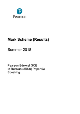 Mark Scheme (Results) Summer 2018