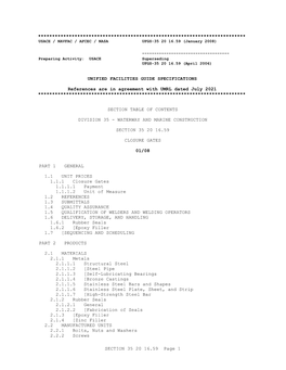 UFGS 35 20 16.59 Closure Gates