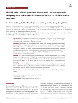 Identification of Hub Genes Correlated with the Pathogenesis and Prognosis in Pancreatic Adenocarcinoma on Bioinformatics Methods