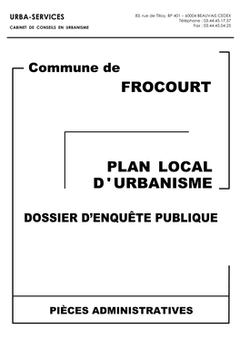 Plan Local D'urbanisme Frocourt