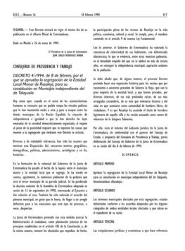 CONSEJERIA DE PRESIDENCIA Y TRABAJO Años, En Conseguir La Independencia Municipal, Aspiración Unánime De La Población