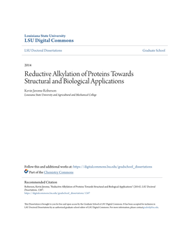 Reductive Alkylation of Proteins Towards Structural and Biological